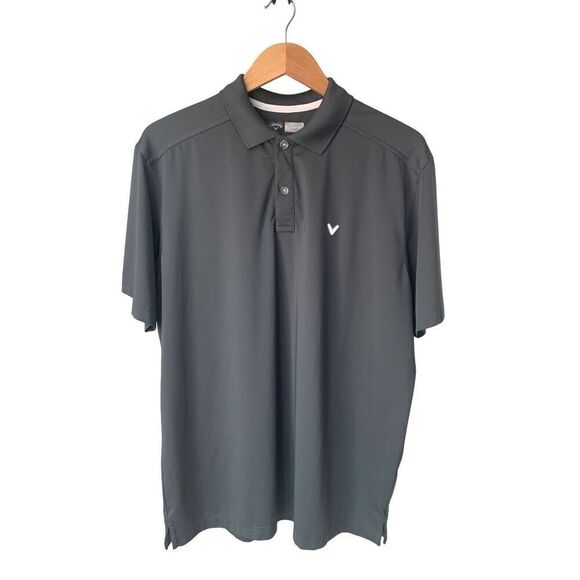 Callaway Men’s Golf Opti-Stretch Solid Polo In Dark Gray - Picture 2 of 9